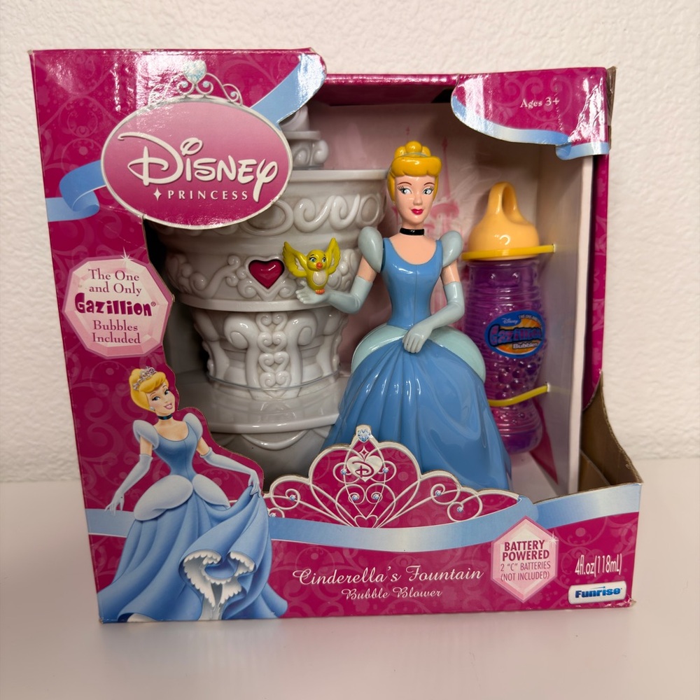Disney Princess Cinderella Gazillion Bubble Fountain Blower Toy Funrise Sealed